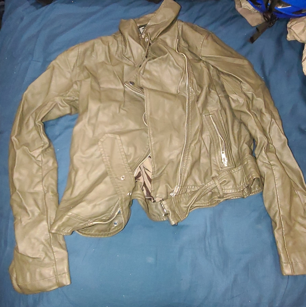 Forever 21 Large Dark Green Moto Jacket